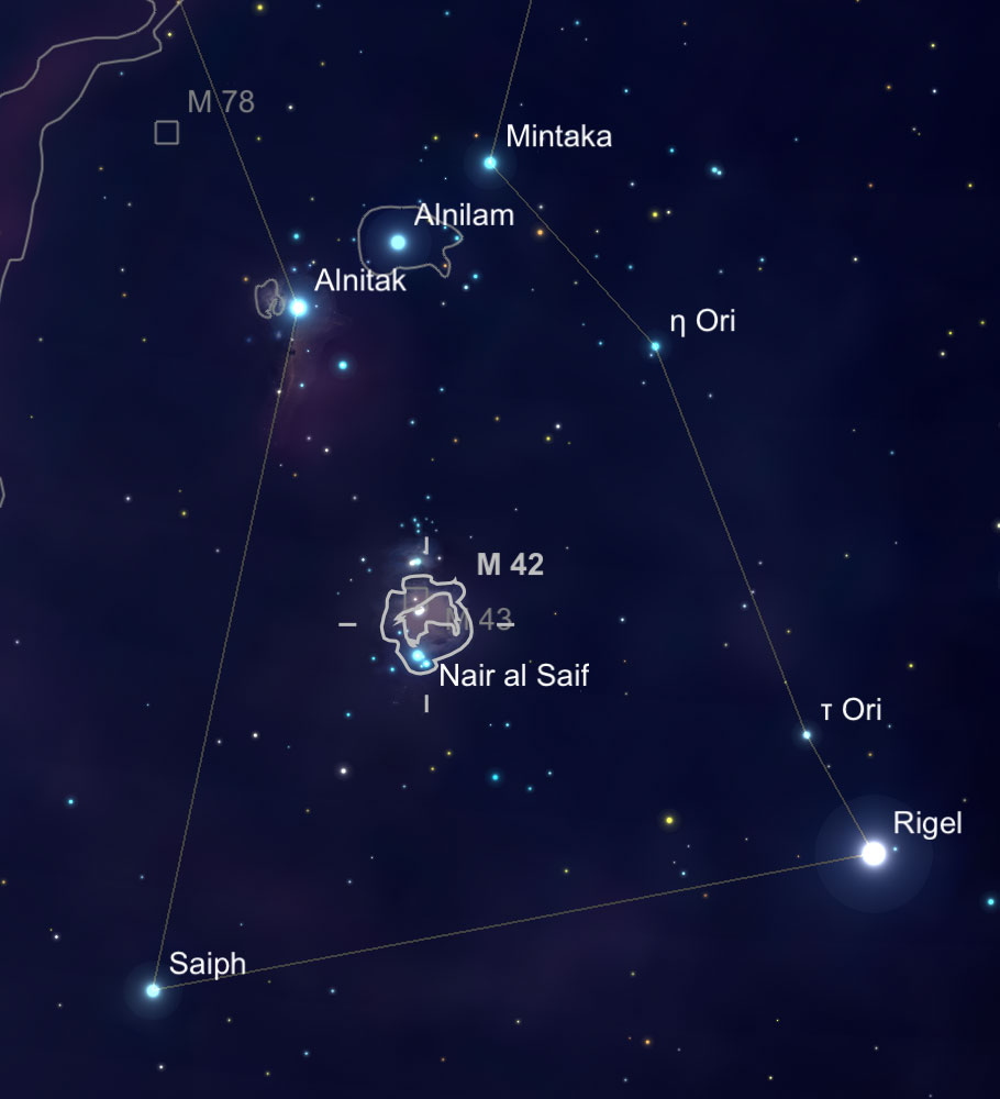 orion nebula map